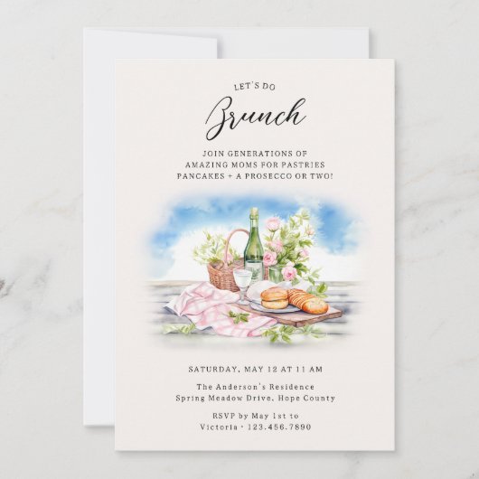 Moederdag Brunch  Waterverf Kom samen Kaart (Voorkant)