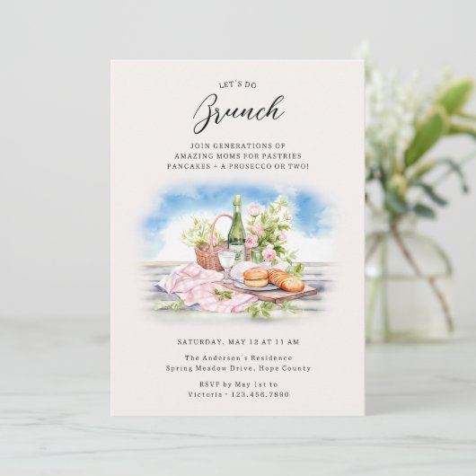 Moederdag Brunch  Waterverf Kom samen Kaart (Staand voorkant)