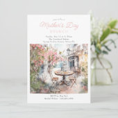 Moederdag Brunch Waterverf Plaza in Bloom Kaart (Staand voorkant)