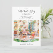 Moederdag Brunch Waterverf Tuin Patio Kaart (Staand voorkant)