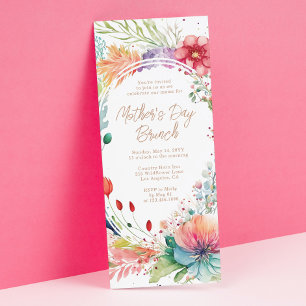Moederdag Brunch Waterverf wilde bloemen Kaart