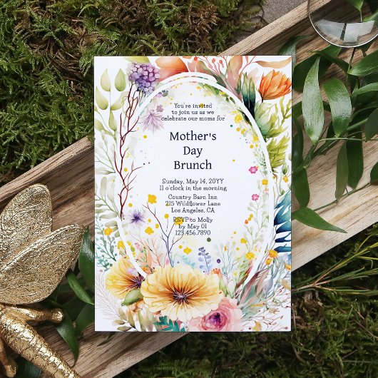 Moederdag Brunch Waterverf wilde bloemen Kaart