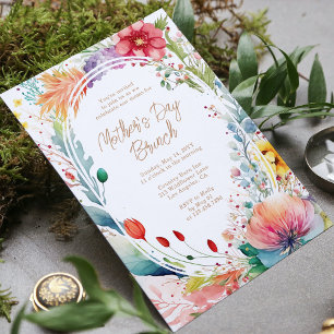 Moederdag Brunch Waterverf wilde bloemen Kaart