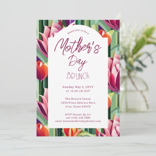 Moederdag Brunch White Botanical Pattern Kaart (Staand voorkant)