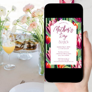 Moederdag Brunch White Botanical Pattern Kaart
