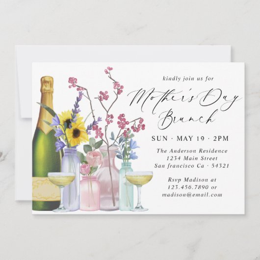 Moederdag Brunch | Wildbloemen en champagne Kaart (Voorkant)