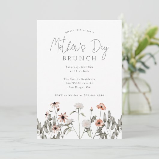 Moederdag Brunch | Wilde bloem Kaart (Staand voorkant)