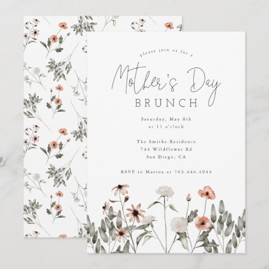 Moederdag Brunch | Wilde bloem Kaart (Voorkant / Achterkant)
