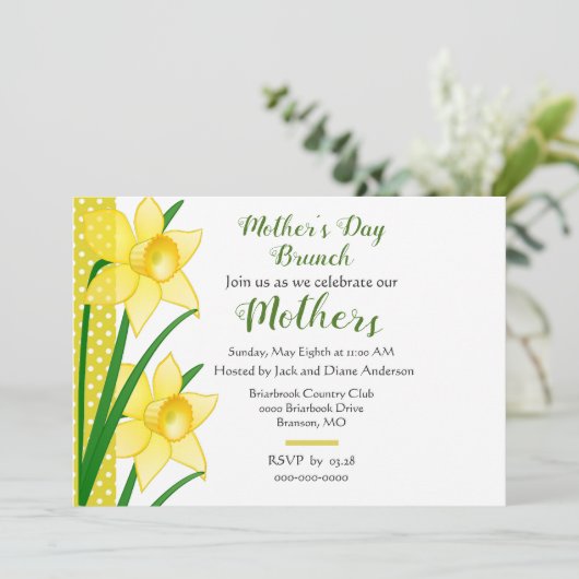 Moederdag Brunch Yellow Daffodils Kaart (Staand voorkant)