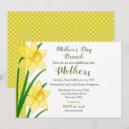 Moederdag Brunch Yellow Daffodils Kaart (Voorkant / Achterkant)