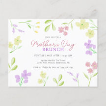 Moederdag Brunch Zachte Bloemen Waterverf Pastel