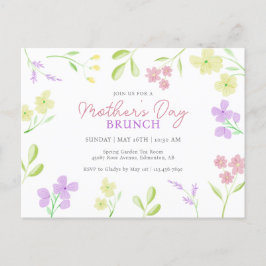 Moederdag Brunch Zachte Bloemen Waterverf Pastel Briefkaart