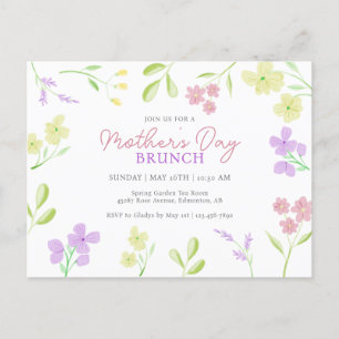 Moederdag Brunch Zachte Bloemen Waterverf Pastel Briefkaart
