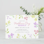 Moederdag Brunch Zachte Bloemen Waterverf Pastel Kaart (Staand voorkant)