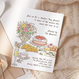 Moederdag brunchfeest met bloemen kaart