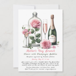 Moederdag brunchuitnodiging – Champagne & Roze Kaart