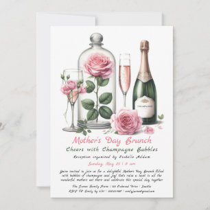 Moederdag brunchuitnodiging – Champagne & Roze Kaart