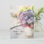 Moederdag brunchuitnodiging met bloemen kaart (Staand voorkant)
