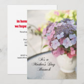 Moederdag brunchuitnodiging met bloemen kaart (Voorkant / Achterkant)
