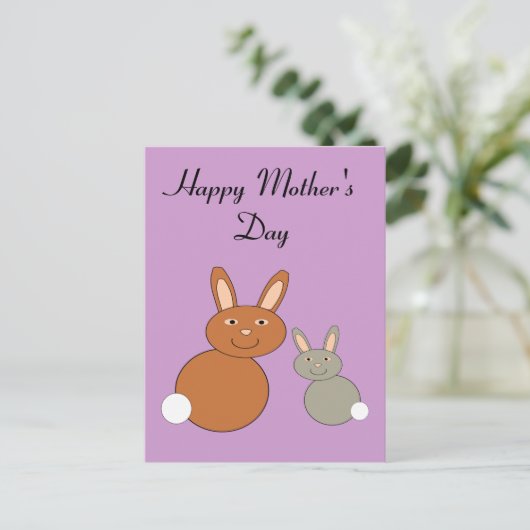 Moederdag Bunnies Custom Briefkaart (Staand voorkant)