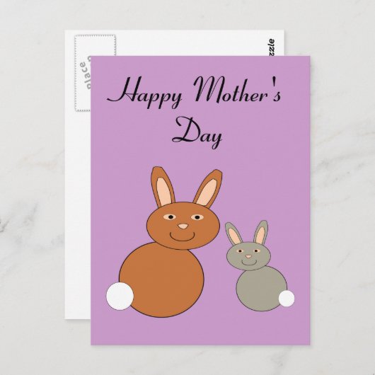 Moederdag Bunnies Custom Briefkaart (Voorkant / Achterkant)