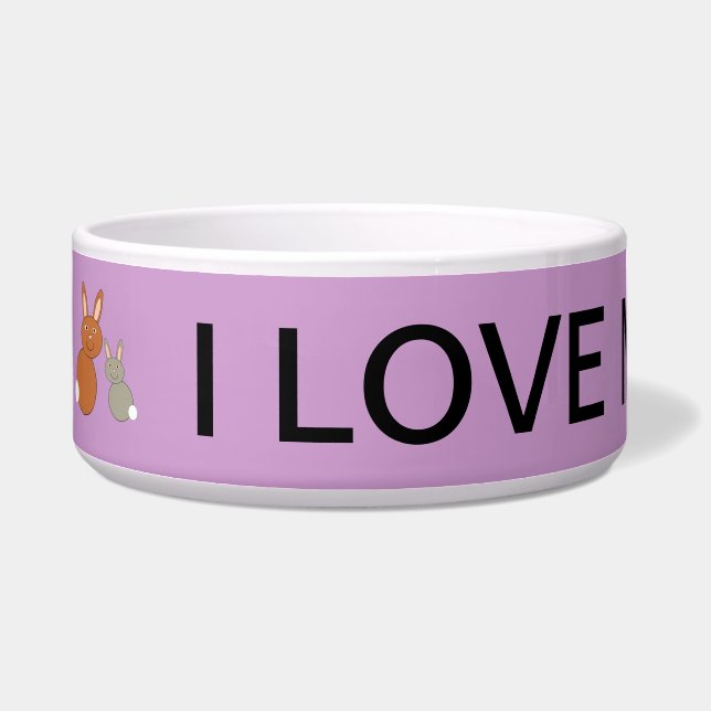 Moederdag Bunnies Custom Dog Bowl Voerbakje (Links)