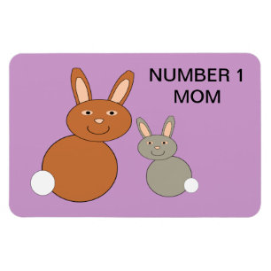Moederdag Bunnies Custom Number 1 mam Magnet Magneet