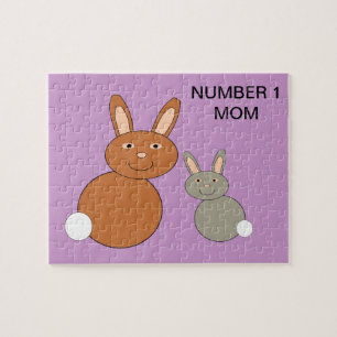 Moederdag Bunnies Custom Number 1 mam Puzzle Legpuzzel