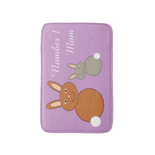 Moederdag Bunnies Personalized Bath Mat (Voorkant Verticaal)
