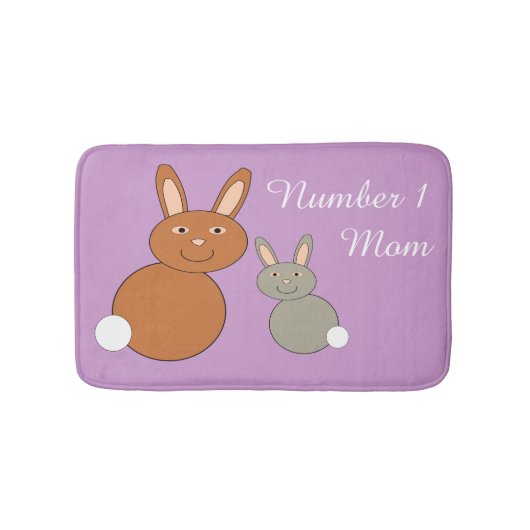 Moederdag Bunnies Personalized Bath Mat (Voorkant)