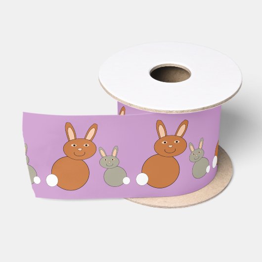 Moederdag Bunnies Ribbon Satijnen Lint (Spoel)