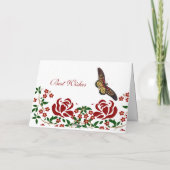 Moederdag Butterfly Red Roses Green Foliage Kaart (Achterkant)