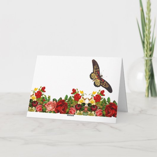 Moederdag Butterfly Rustic Rozen Burgundy Floral Kaart (Achterkant)
