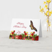 Moederdag Butterfly Rustic Rozen Burgundy Floral Kaart (Gele Bloem)