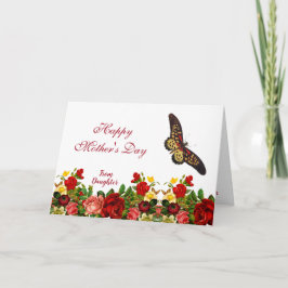 Moederdag Butterfly Rustic Rozen Burgundy Floral Kaart