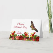 Moederdag Butterfly Rustic Rozen Burgundy Floral Kaart (Voorkant)