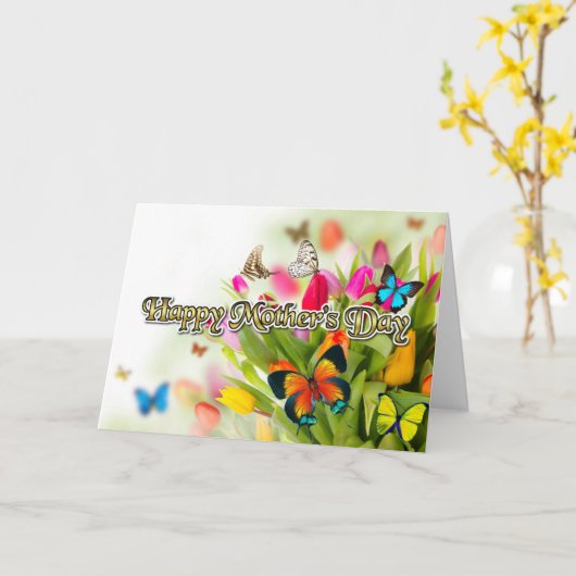 Moederdag butterfus tulp kaart (Gele Bloem)