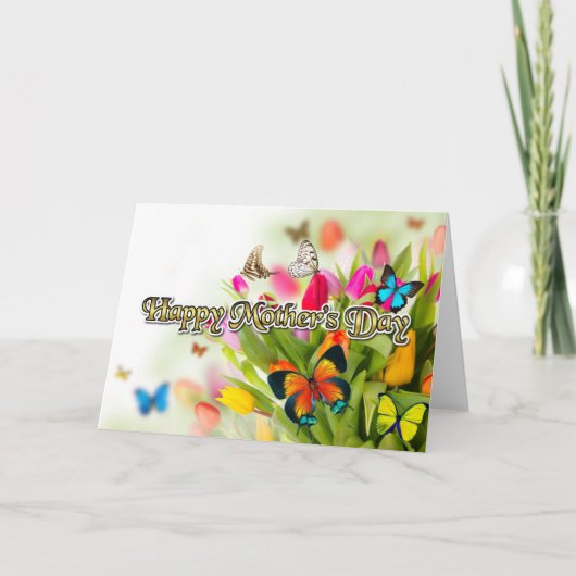 Moederdag butterfus tulp kaart (Voorkant)