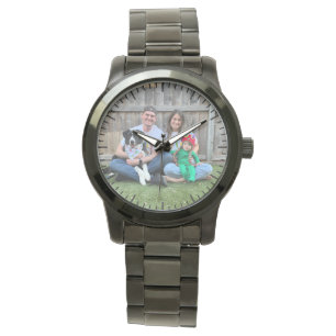 Moederdag Cadeau, aangepaste foto zwart Horloge