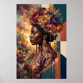 Moederdag Cadeau — Afrikaanse Koningin Bloemen Kro Poster