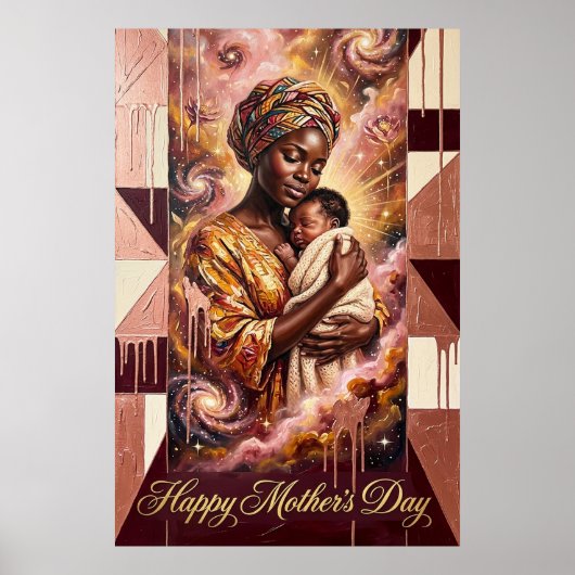 Moederdag Cadeau — Afrikaanse Moeder Baby Hemelse  Poster (Voorkant)