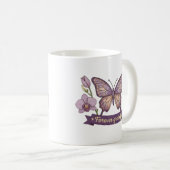 Moederdag cadeau - Dankbare Vlinder Bloemen Koffiemok (Voorkant rechts)