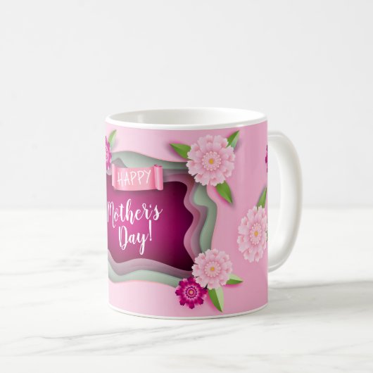 moederdag - cadeau Floral Ornament Decoration Koffiemok (Voorkant rechts)