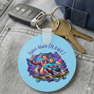 Moederdag cadeau gepersonaliseerd neon moeder zoon sleutelhanger