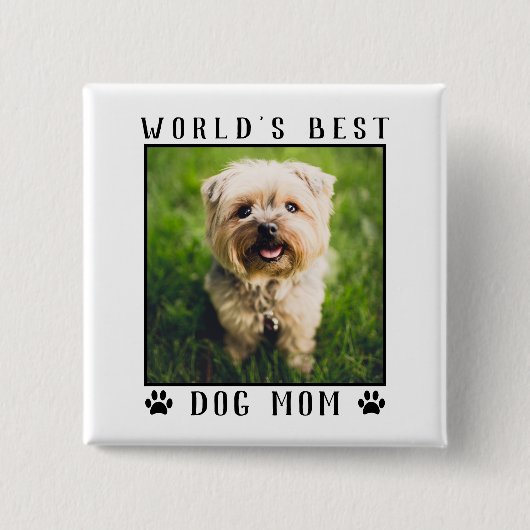 Moederdag cadeau Hond Moeder van het Jaar Foto Fra Vierkante Button 5,1 Cm (Voorkant)