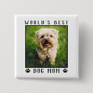 Moederdag cadeau Hond Moeder van het Jaar Foto Fra Vierkante Button 5,1 Cm