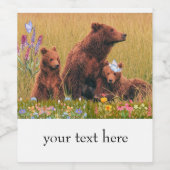 Moederdag cadeau mama beer met welpen wijn etiket (Enkel label)