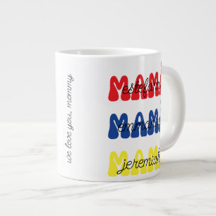 Moederdag Cadeau Mamá Retro Kinderen Namen Grote Koffiekop
