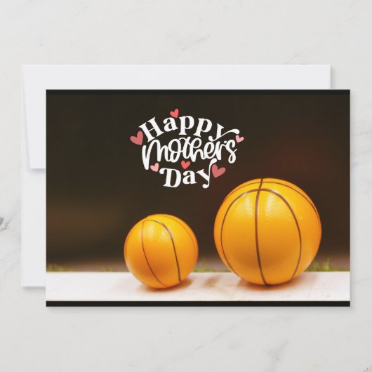 Moederdag cadeau met basketbal feestdagenkaart (Voorkant)