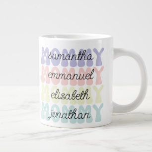 Moederdag Cadeau Moeder Retro Kinderen Namen Grote Koffiekop